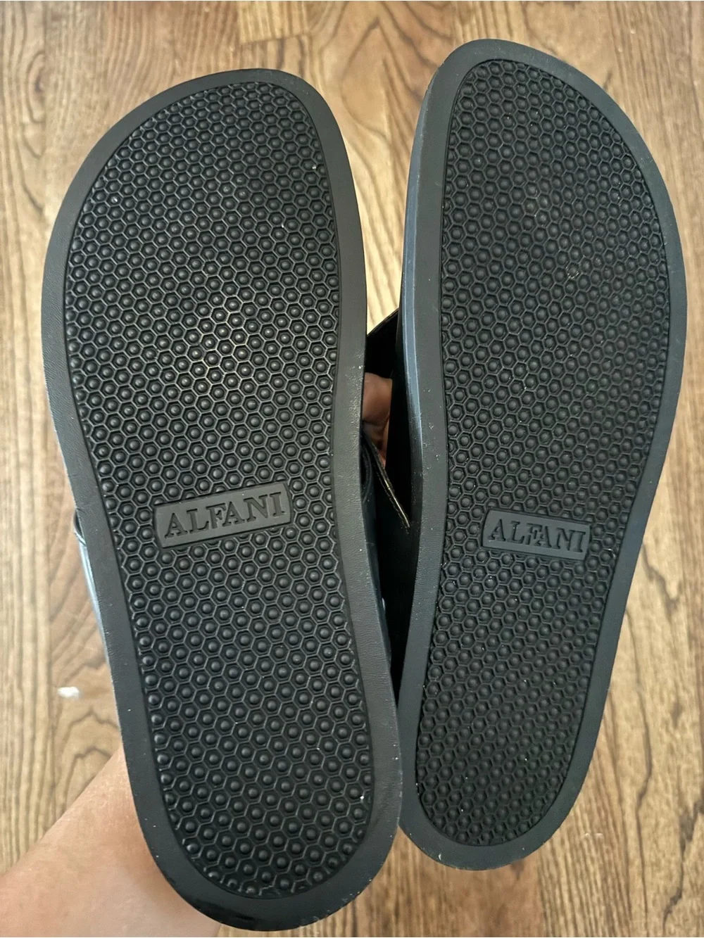 Alfani Black Leather Men’s Thong Slide Sandals